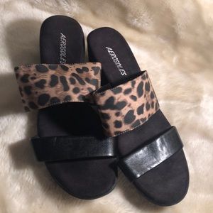 Aerosoles Double strap slip-on sandal animal print